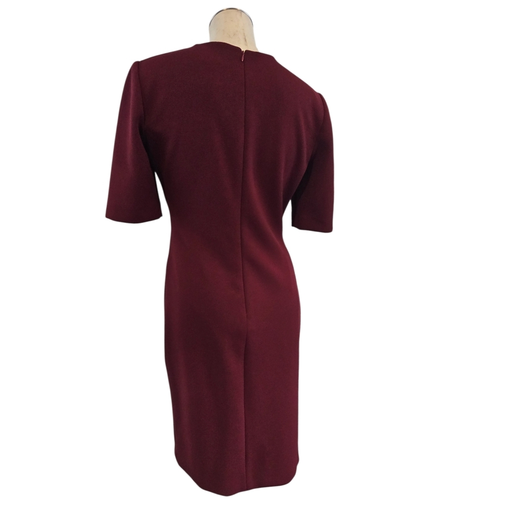 Tahari ASL Size 8 Burgundy Sheath Dress  Day to Night - Picture 6 of 8